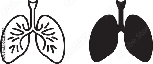 Obraz na plátně Lung, icon vector for web, computer, and mobile app featuring clean anatomical respiratory system symbol in modern style ideal for healthcare apps, medical dashboards, and wellness design systems