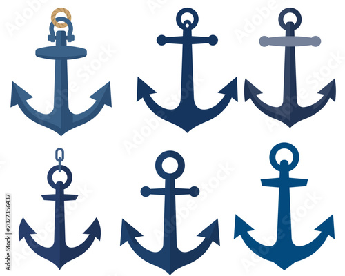 Ship Anchor Illustration Pack with Nautical Symbols for Sailing and Marine Navigation Designs