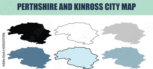 Bild auf Leinwand Perthshire and Kinross city map outlines in varied styles on white background fo