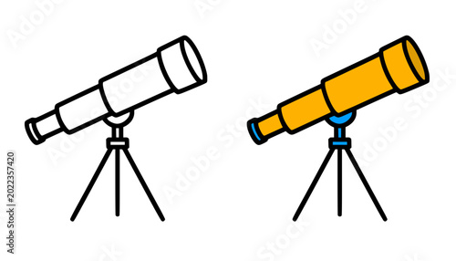 Bild auf Leinwand Telescope illustration, in line art and colored design, for coloring page