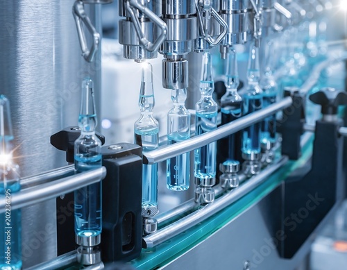 Automated Pharmaceutical Production Line - Filling Vials with Precision and Efficiency.