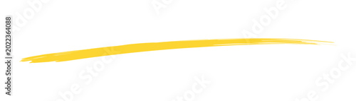 Quadro su tela Yellow paint brush stroke line element, acrylic paint smear, horizontal underlin