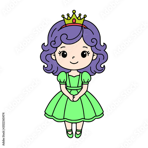 Cute Princess Cartoon Vector Illustration