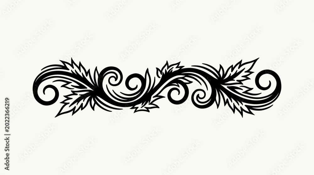 Fototapeta premium Black floral swirl design element.