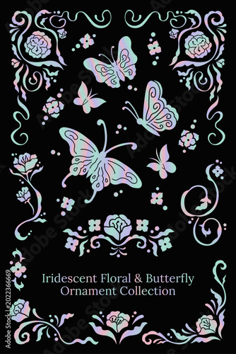 Irisdescent Floral & Butterfly Ornament Collection