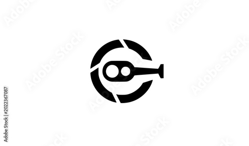 Foto Top view helicopter logo vector icon silhouette aviation drone transport brandin