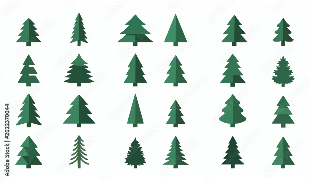 Obraz premium Pine Tree Icon Collection