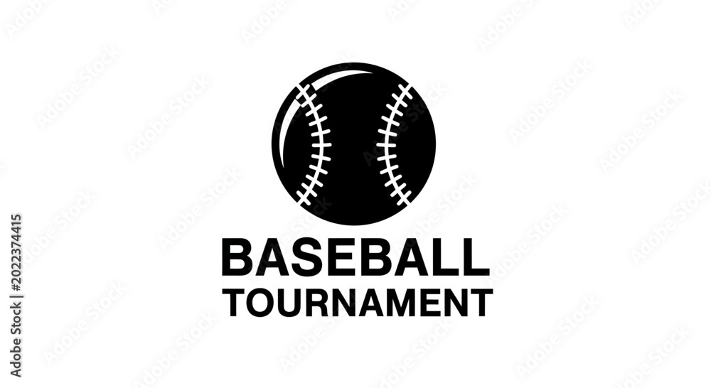 Fototapeta premium Baseball Tournament Logo Design: Black and White Sport Illustration And Emblem Representation