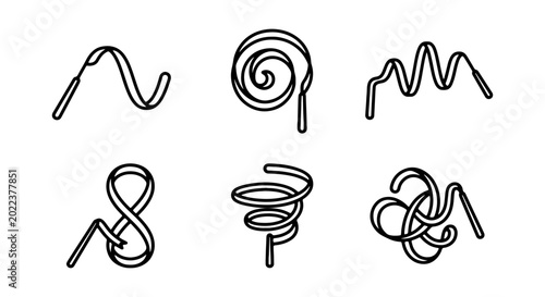 Schilderij op canvas Set of various shapes of shoelaces, ribbons, or strings