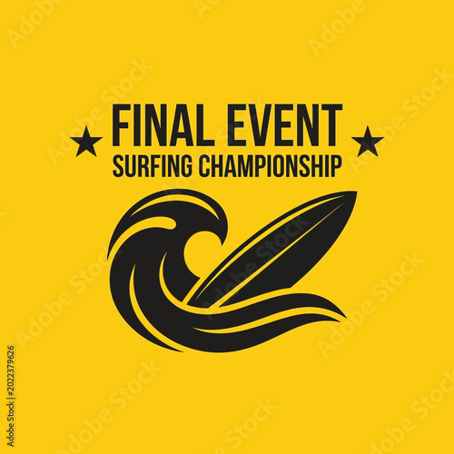 Bold Championship Emblem: Depicting the Thrill of the Final Surfing Event with Emblem Design