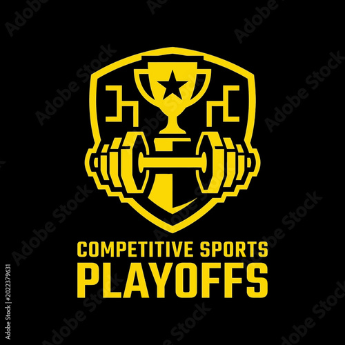 Bold Championship Emblem Depicting Sport Playoffs and Athletic Competition for Victory