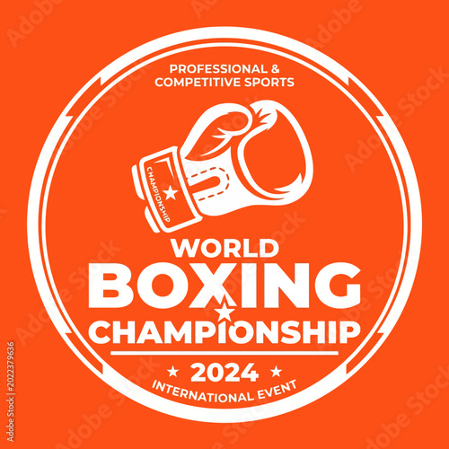 Bold Championship Boxing Emblem Design: Suitable for World-class Sport Competitions in 2024