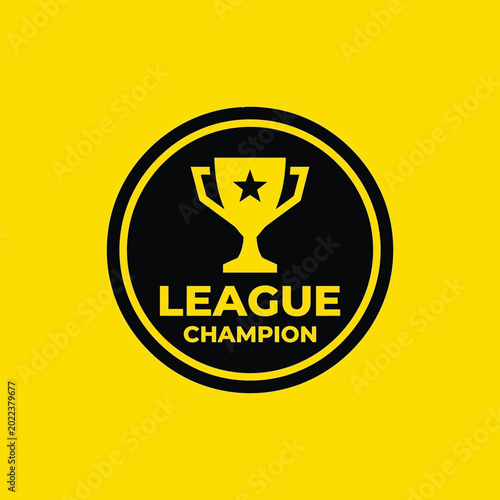 Bold Championship Emblem Design with Trophy Icon on Vibrant Yellow Backgound for Sports