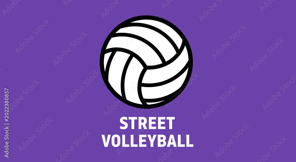 Fototapeta premium Bold Volleyball Emblem On Violet Background Depicting Street Play And Sport Design