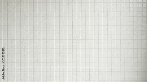 White mosaic tile wall texture background for modern bathroom or kitchen