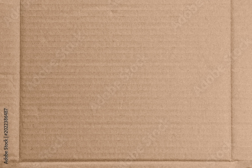 Brown corrugated cardboard texture with natural fibers and geometrical folds. Abstract paper background. Eco-friendly packaging mockup