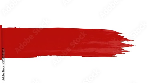An animated thick red paint brush stroke reveals itself across the screen. The motion graphic is isolated on a clean white background, perfect for transitions or text lower thirds.