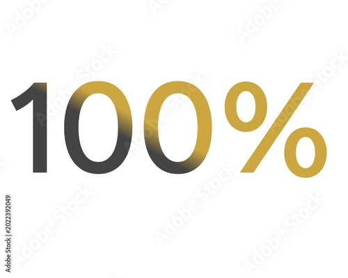 100% Gold and Dark Gradient Percent Text Typography Icon on White Background
