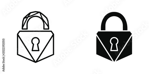 Slika na platnu Open and closed padlock icons in contrasting styles