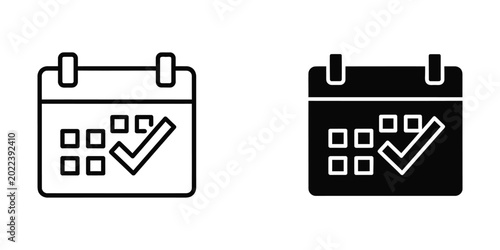 Fotografie Calendar icon with checked date and qr code style grid