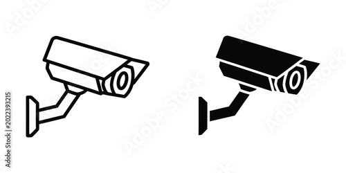 Canvastavla Two security cameras on white background