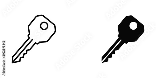 Simple black and white outline keys icon pair