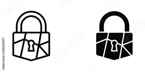 Photos Open and closed padlock icons in contrasting styles