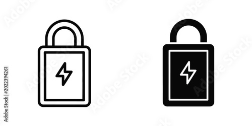 Tableau sur toile Secure locked padlock icons with lightning bolt symbols