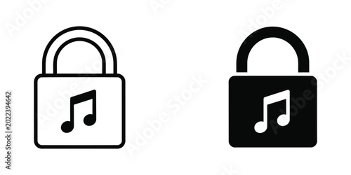 Slika na platnu Locked music note icons in open and closed padlocks
