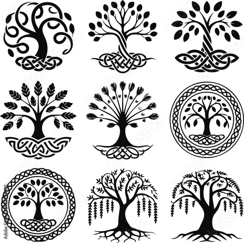 Canvastavla Family tree with roots and branch network emblem