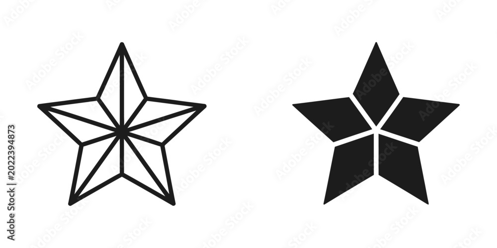 Obraz premium Minimalist star icon with outline and solid fill variations