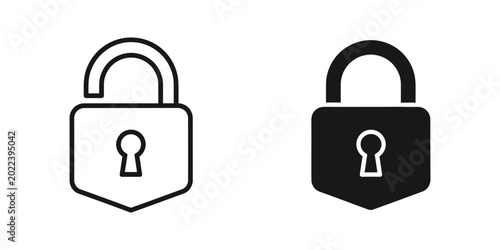 Tableau sur toile Open and closed padlock icons in contrasting styles