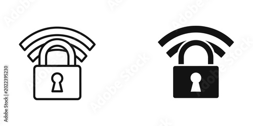 Canvas Print Secure wifi signal with locked padlock icon