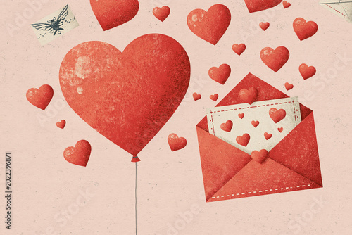 red heart on old paper