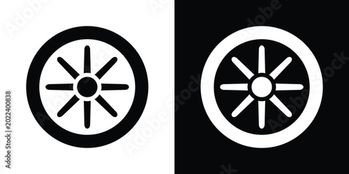 Photography Black and white circular geometric patterns with radial lines and central dot on