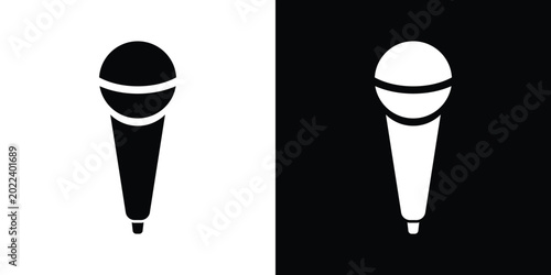 Canvastavla Black and white microphone on contrasting backgrounds microphones audio equipmen