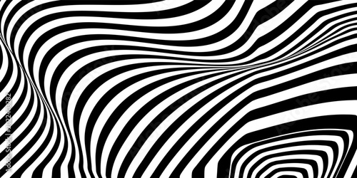 Bild auf Leinwand black and white optical illusion background, concentric rounded square tunnel pa