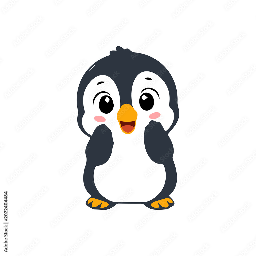 Fototapeta premium Cartoon penguin vector illustration icons with funny expressions and cheerful characters, perfect for creative designs.