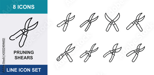 Canvastavla Gardening Pruning Shears Line Icons Vector Set
