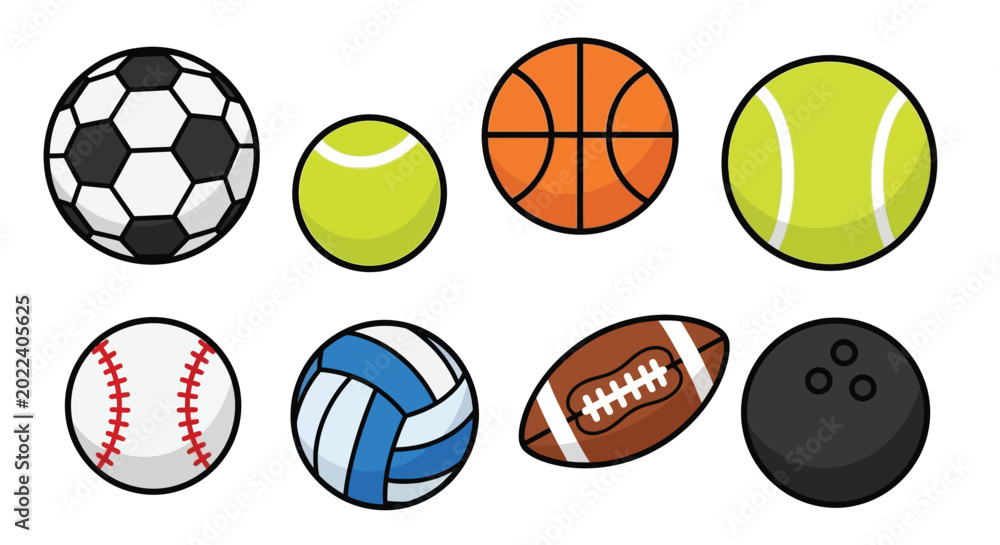 Obraz premium collection of sports balls flat vector illustration on white background