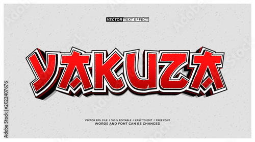 Fotografía Yakuza Japanese Graffiti 3D Editable Text Effect Vector Style