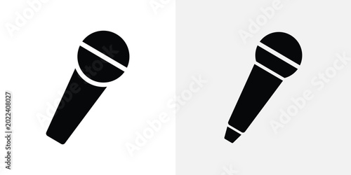 Photos Two black microphone isolated on white background, microphones audio equipment s