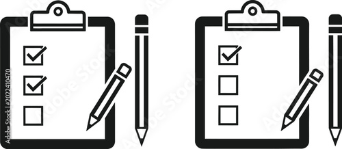 Foto Checklist and pencil icon set completed and incomplete tasks