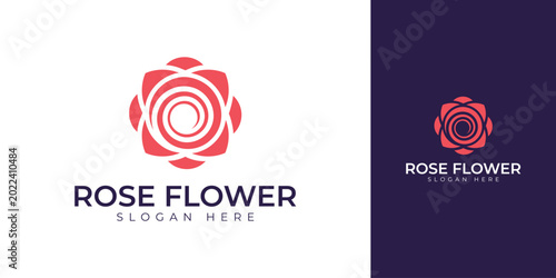 Abstract Swirling Petal Rose Flower Logo Template