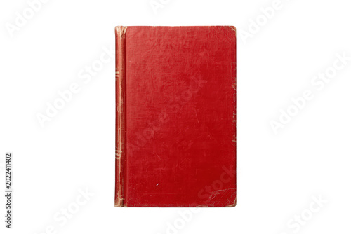 фотографія Old red book with a blank red cover, vintage hardcover text providing copy space
