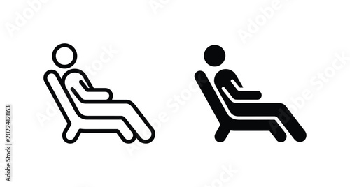 Photos Relaxation Icon Set, Person Lounging on Chair Vector Graphics, Leisure and Comfo