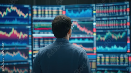 Businessman reviews financial data