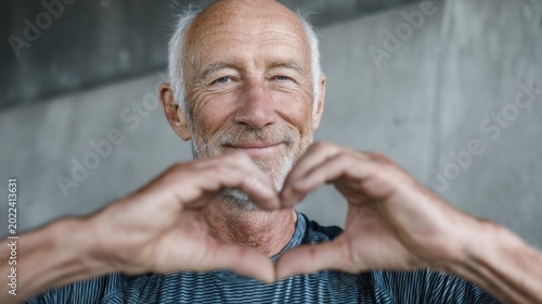 Smiling senior man heart shape