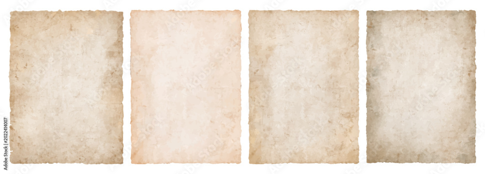 Fototapeta premium Vintage antique paper texture set, old aged parchment background, distressed retro paper sheets