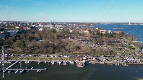 Drone Cinematic View of People Celebrating Vappu in Finland